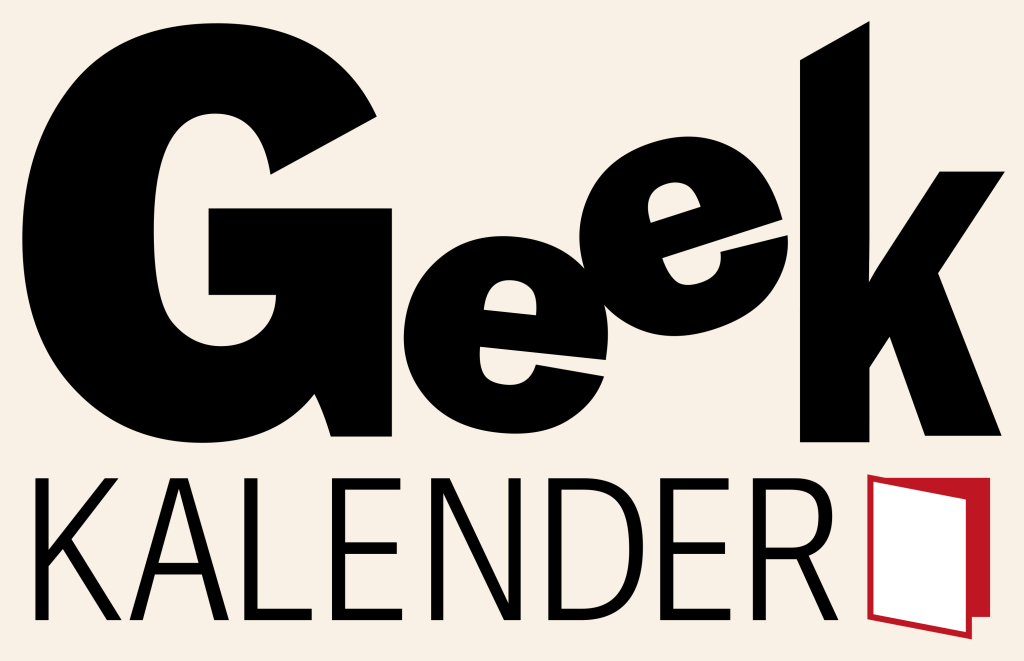 Geek Kalender Logo auf kaffeefarbenem Hintergrund